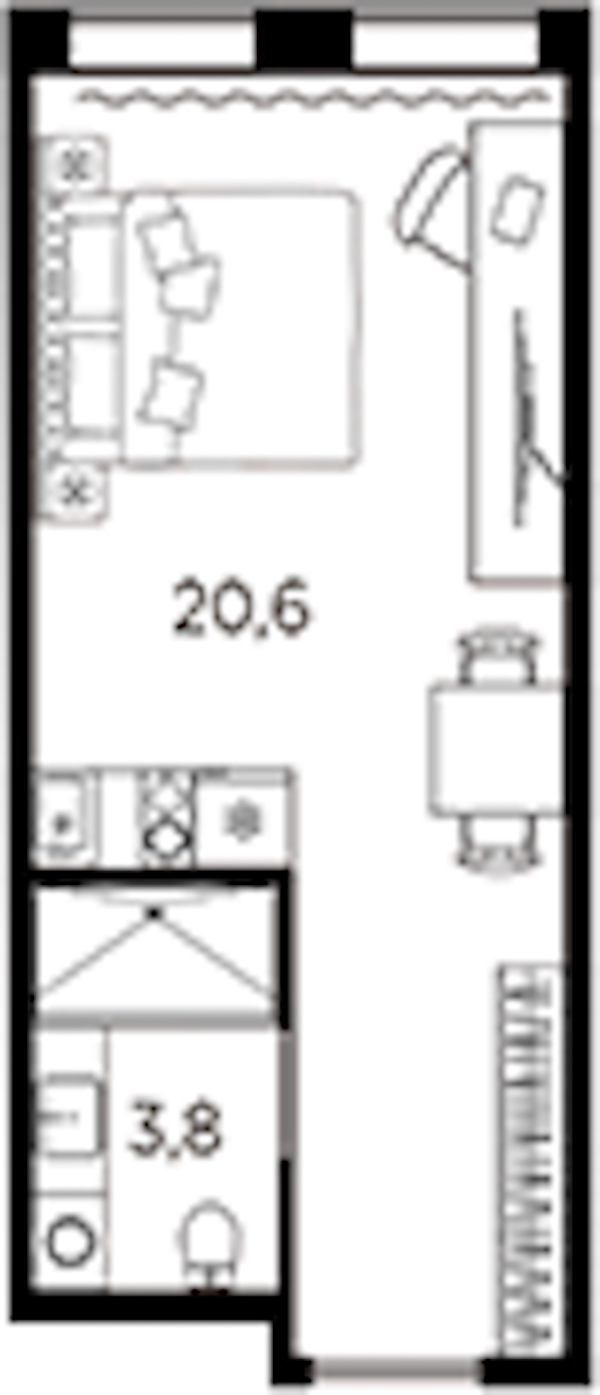 Квартира студия 24.4 м², 12/13 эт., ЖК «AVENIR Industrial»